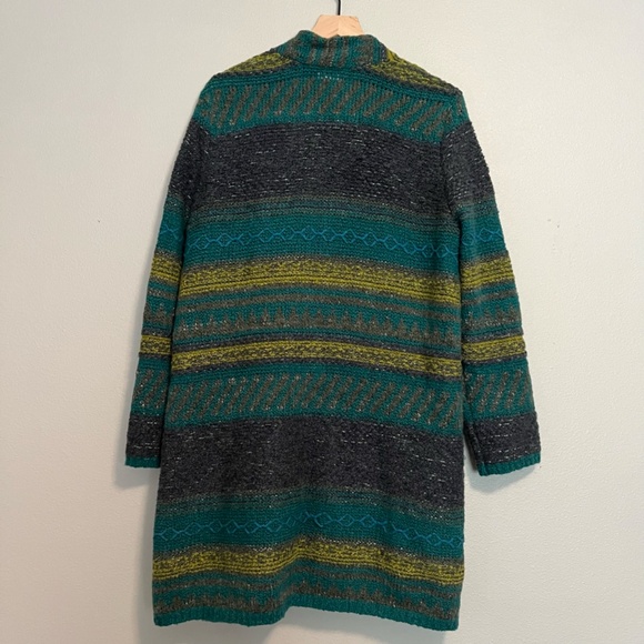 J. Jill -  Mixed Textures Pattern Sweater Jacket Long Wool Cardigan Topper - XL - Picture 4 of 12